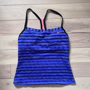 Y2k Nike Workout Tank Top Striped Purple Womens Sz 10 Activewear yoga